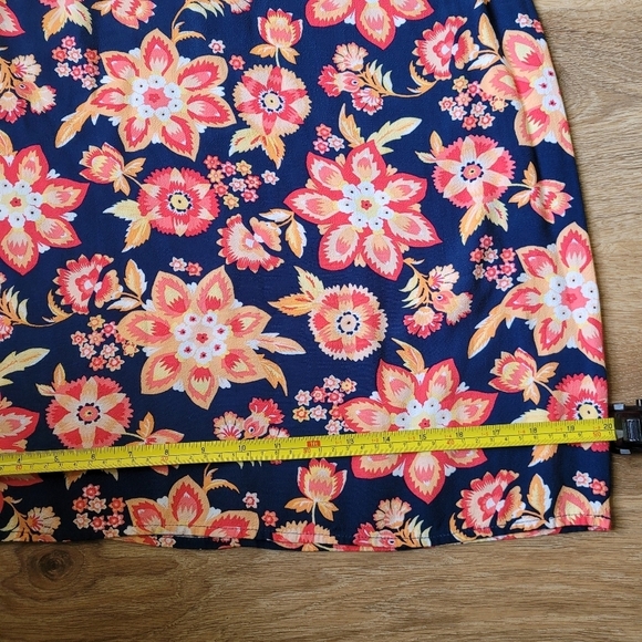 J. Jill Scoop Neck Navy Orange Floral Printed 3/4 Sleeve Sheath Dress Women's 4 - Picture 11 of 12